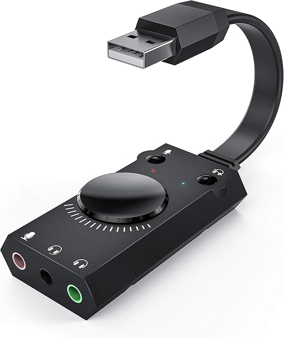 TechRise USB Sound Card, USB External Stereo Sound Adapter Splitter
