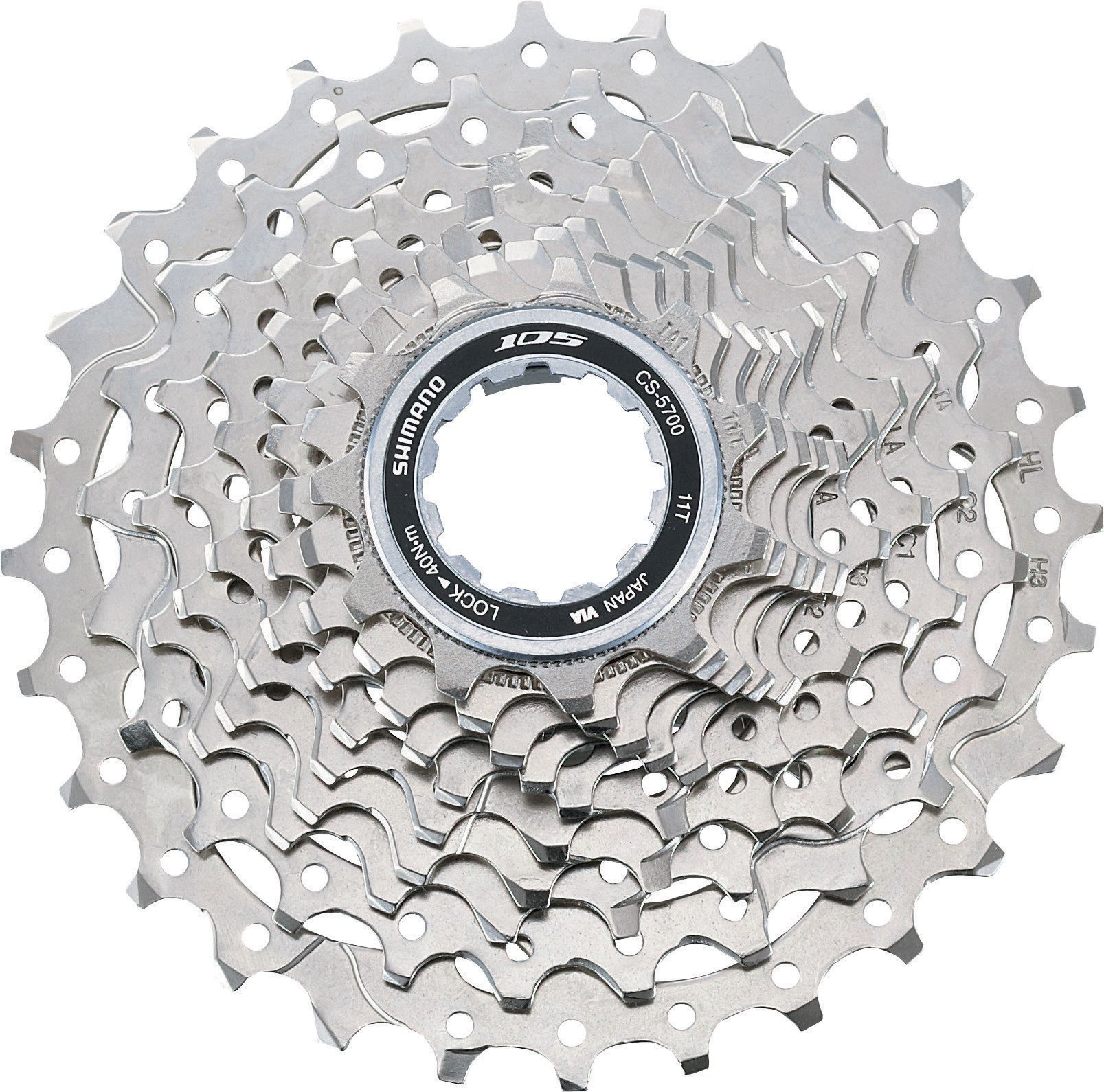 SHIMANO 105 5700 10 Speed Cassette - Silver, 11-28 Teeth