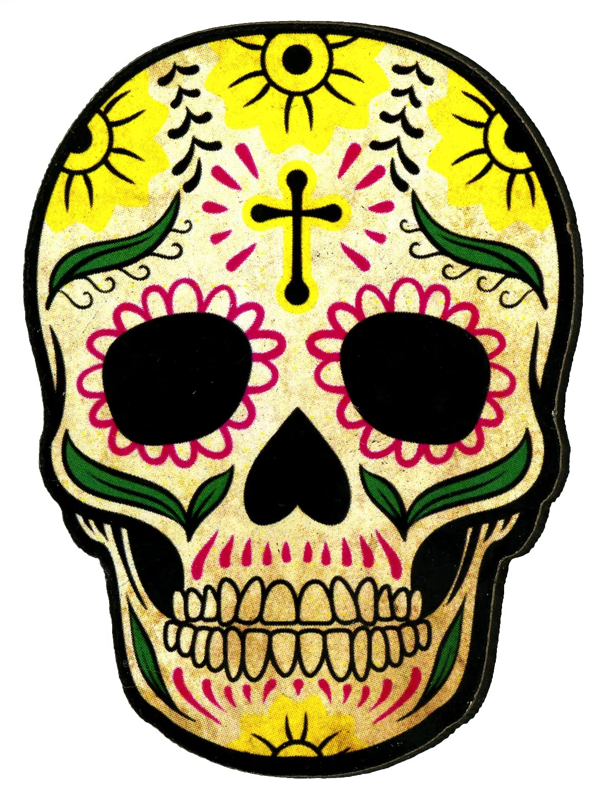 KUSTOM ART CUCUBA MAGNET SHAPED VINTAGE STYLE COLLECTION PRINT ON WOOD - GIFT IDEA (Mexican Mexican) (Yellow)