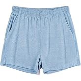 HEAVYWOOD Mens Pajamas Bottoms 4 Inch Cotton Loose Lounge Sleep Shorts Comfy Breathable Sleepwear with Pockets