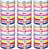 Equsion 100 Pcs Preppy Friendship Bracelets for Women Heishi Surfer Clay Stackable Bead Valentine Boho Y2k Bracelets Gifts