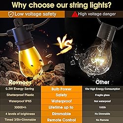 Rovnoes Outdoor String Lights with Remote
