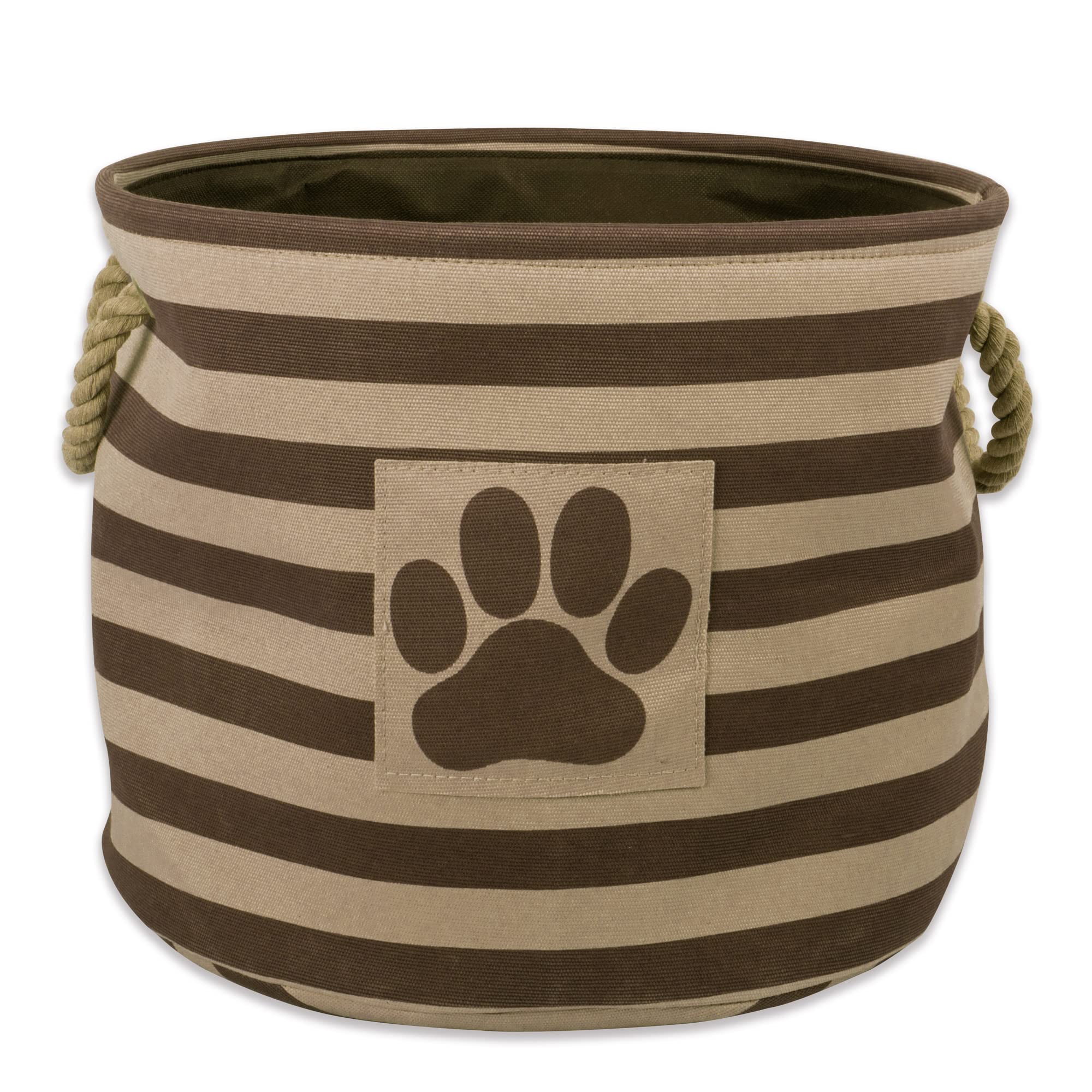 Bone Dry Striped Paw Patch Bin, Medium Round, Brown — image 1