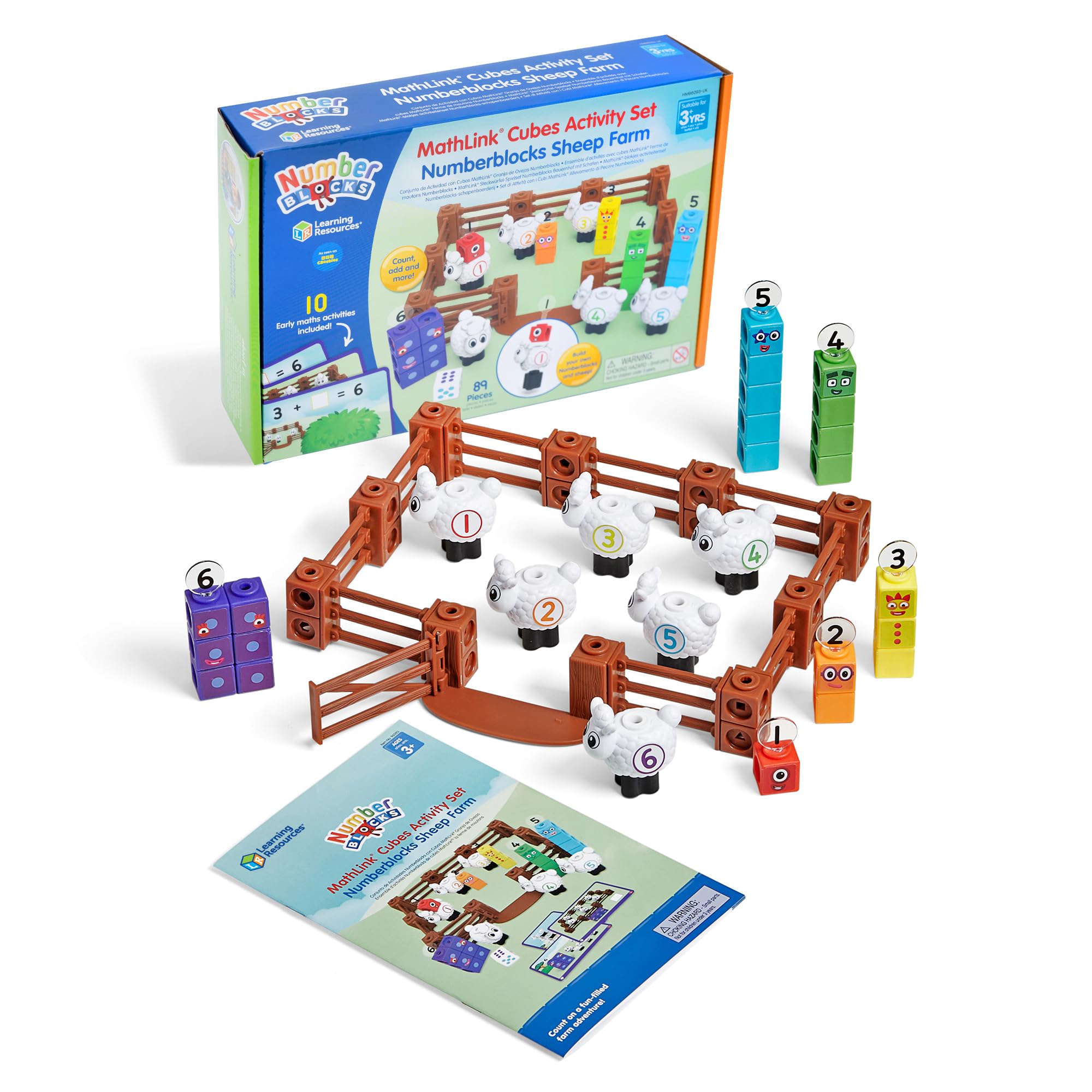 Learning Resources HM96093-UK MathLink Dice Set Numberblocks Sheep Age 3 4 5 6 CBeebies Number Toy Game Farm EYFS 10 Math Activities Included Multi