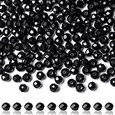 ZHIYUXI 400pcs Black Beads for Bracelets for Jewelry Making Black Glass Beads Small 6mm Beads Bulk Arts and Crafts Hole Drilled DIY Necklace Earrings