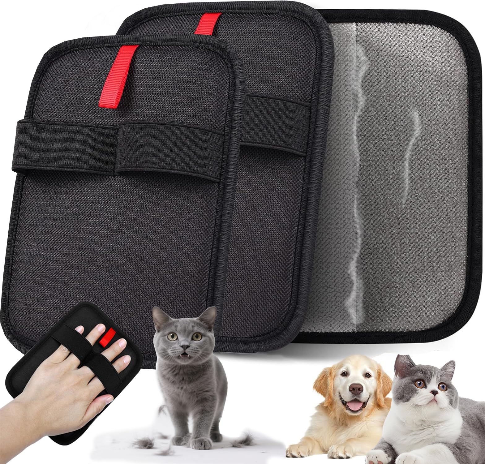 Photo 1 of 2-Pack Pet Hair Remover, Electrostatic Pet Hair Removal Gloves, Reusable Cat & Dog Hair Remover for Couch, Furniture, Carpet, Curtain, Upgraded Animal Fur Removal Tool