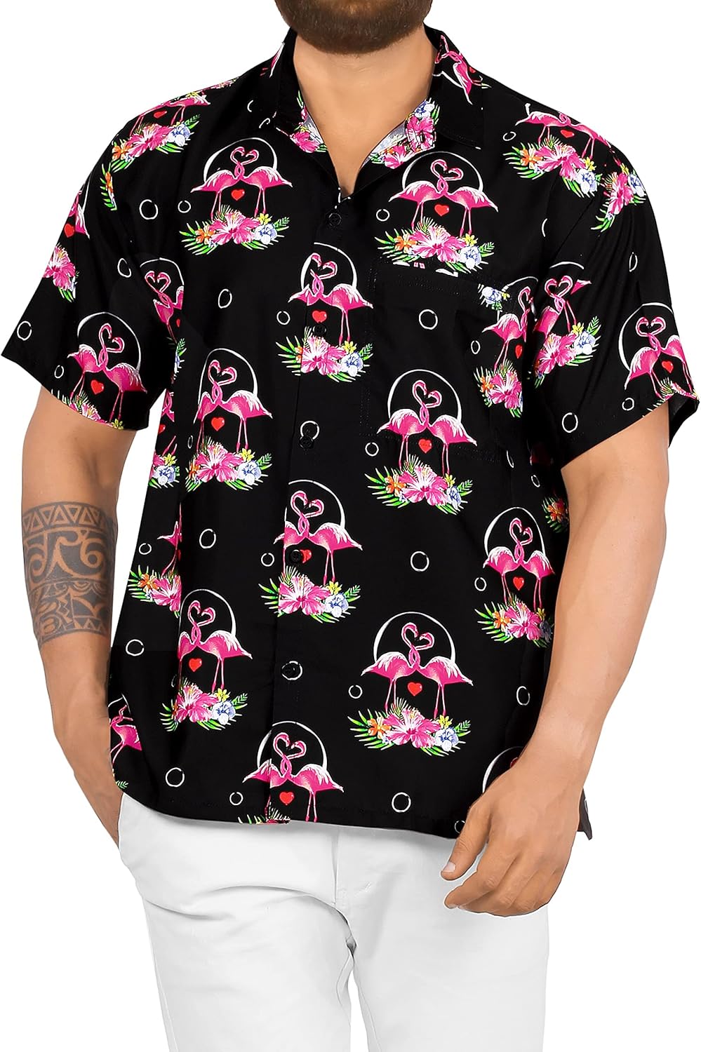 HAPPY BAY Men's Button Down Ugly Hawaiian Beach Shirt 3D HD Valentine's Print Relaxed 