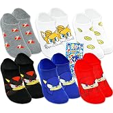 Sonic The Hedgehog Socks for Teens Set - Accessories Bundle with 6 Pairs of No Show Video Game Socks for Boys Size 4-10, Ages 8+ Plus Stickers | Sonic Apparel Set