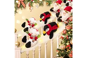 DAVID ROCCO Decorative Holiday Snow Surfing Set-Banister Set Decoration Stairs Decoration Sliding Penguin/Santa/Snowman Surf on Fluffy Snow- International Children’s Day Gifts Indoor Xmas Staircase