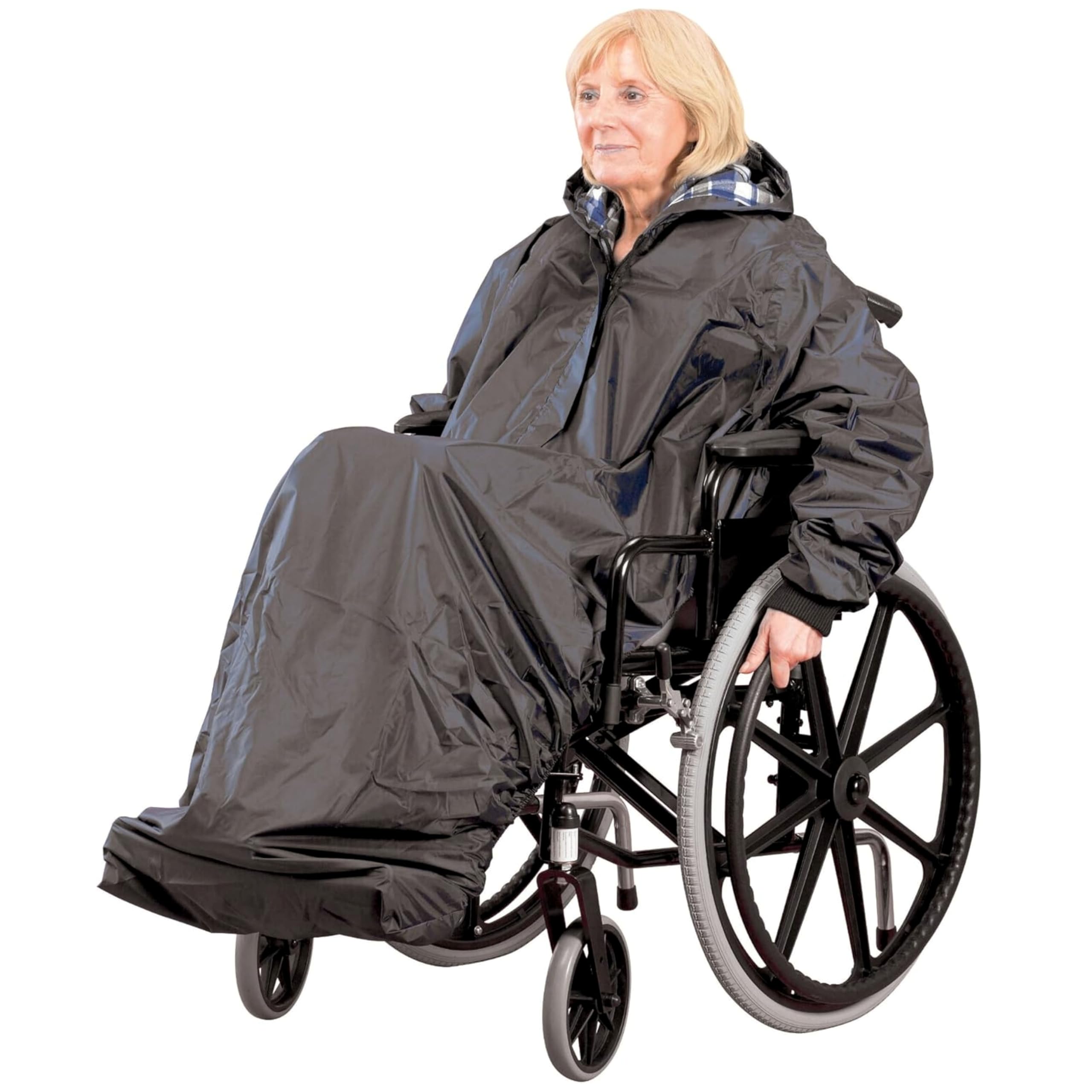 DAYS Wheelchair Mac with Sleeves, Waterproof Complete Protection, Elasticated for Snug Fit, Prevents Fabric From Getting Wet, Knitted Cuffs, Lined, Standard (Eligible for VAT relief in the UK)