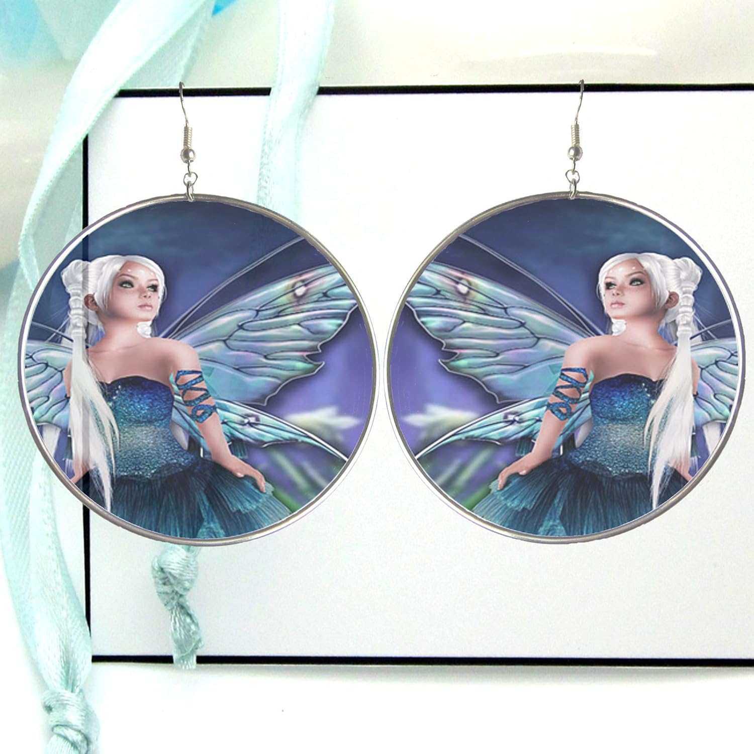 Amazon Com White Fairy Resin Dangle Hoop Earrings Science