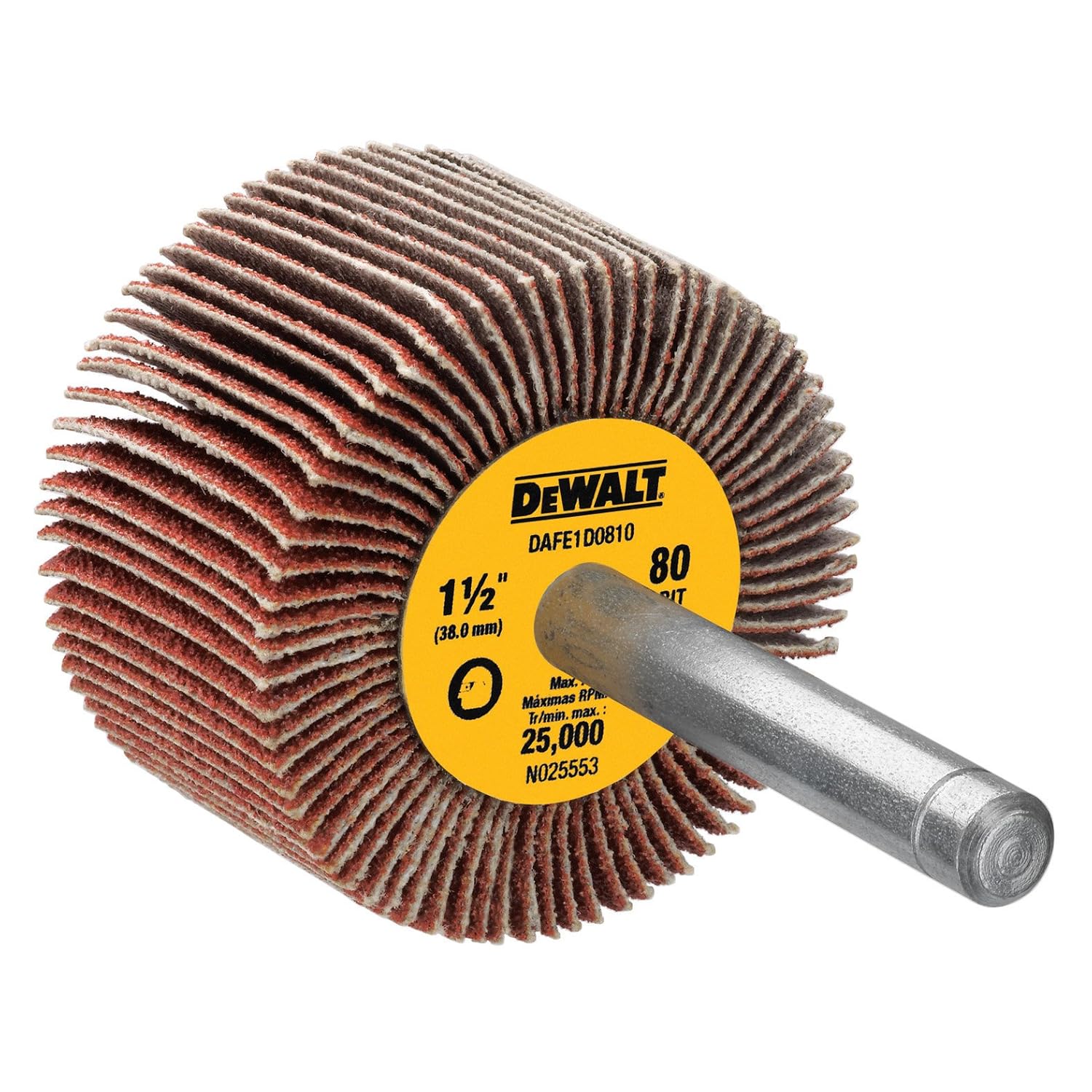 DEWALT DAFE1D0810 1 1/2-Inch by 1-Inch by 1/4-Inch HP 80g Flap Wheel