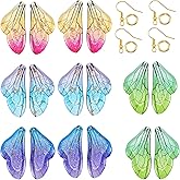 Pandahall 20Pcs Resin Butterfly Wing Charms Colorful Fairy Wing Charms Cute Animal Wing Pendants with Jump Rings Earring Hooks for Women Earring Jewelry Making