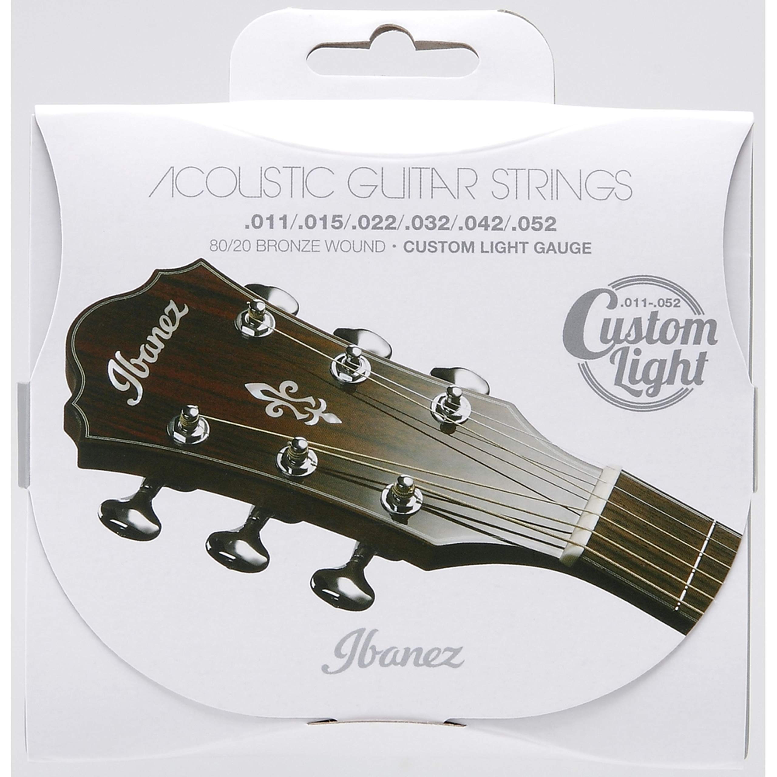 Ibanez IACS62C Bronze Wound 80/20 Acoustic Guitar Strings - Custom Light Gauge,Silver