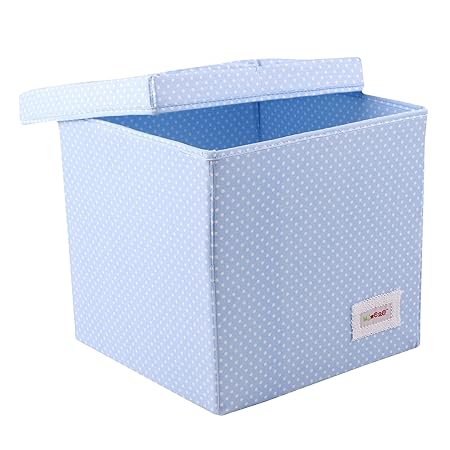 Minene 1555 Aufbewahrung Würfel Box, Hellblau mit weiße Punkte: Amazon