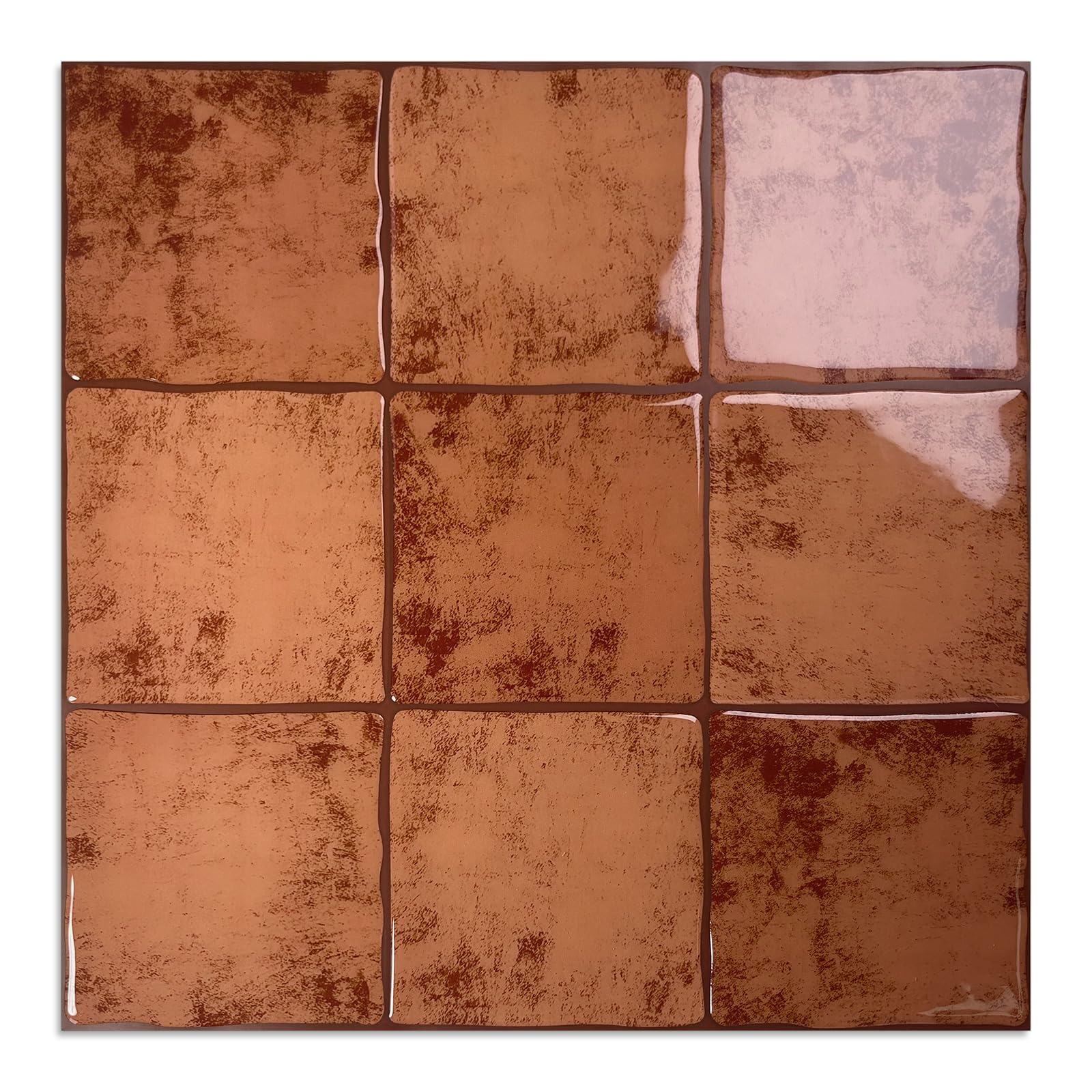 Photo 1 of 10 Sheet Thicker Peel and Stick Backsplash Tile, 12"x12" 3D Self Adhesive Square Mosaic Subway Checkered Vinyl Backsplash Stick on Wall Tiles for Bathroom, Kitchen, Living Room (10, Orange)