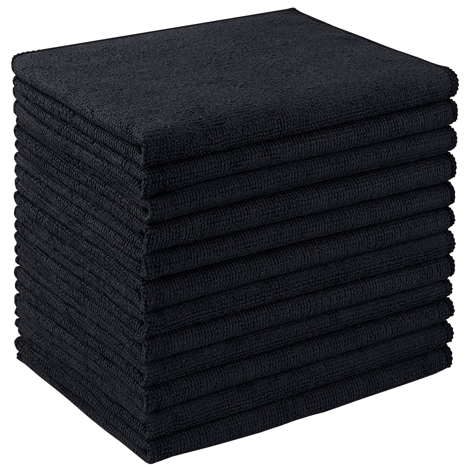 Photo 1 of AIDEA Microfiber Cleaning Cloth 12 Pack, Microfiber Towels for Cars, Soft & Absorbent Cleaning Rags, Premium Lint Free Shop Towels for House, Kitchen, Car, 12inx16in, Black