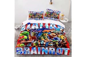 FBAWCJ Italian Brainrot Duvet Cover Twin Full Queen King Bed Set,Funny Fusion Animals Comforter Cover Bedding Set for Kids Boys Bed Decor Gifts (Color 10,Twin)