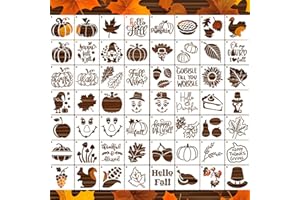 ZOSYLLEY 3inch Fall Stencils for Painting on Wood 56pcs Pumpkin Stencils Autumn Leaf Stencils Turkey Scarecrow Gnome Draw Templates for Wood Signs DIY Crafts Canvas Tier Tray Decor