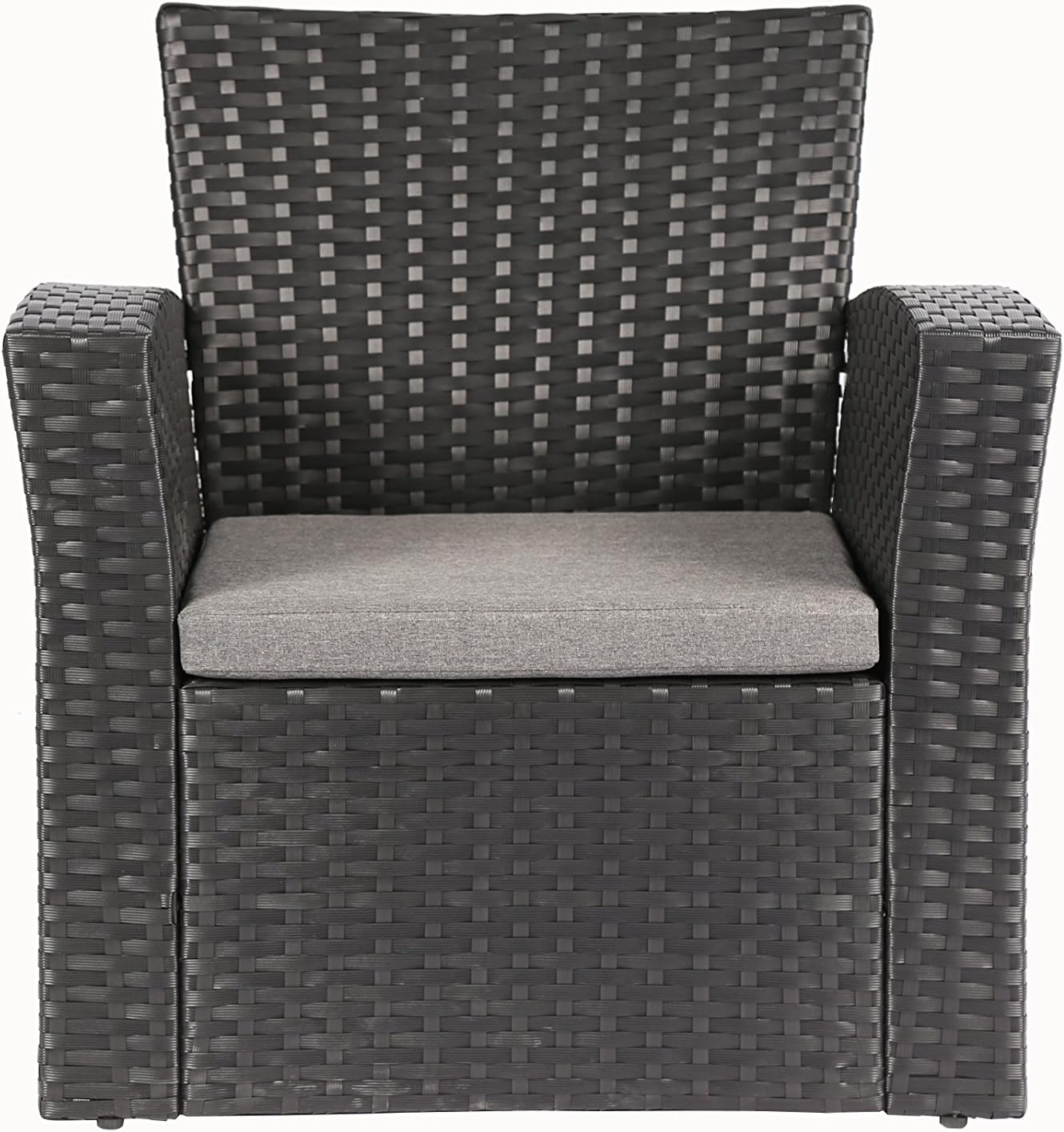 Baner Garden 4 Pieces Outdoor Furniture Complete Patio Cushion Wicker P.E Rattan Garden Set, Full, Black: Furniture & Decor