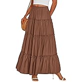 PRETTYGARDEN Boho Maxi Skirts for Women Trendy Summer 2026 Spring Long Flowy A Line Tiered Skirt Beach Vacation Clothes Dress