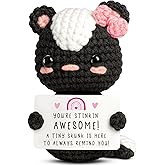 Ovrrcame Crochet Skunk Valentines Day Gifts for Her, Him– Positive Cute Handmade Plush – Graduation, Birthday Gifts for Women, Men, Friends, Coworkers, Funny Easter Basket Stuffers for Daughter, Son