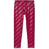 Calvin Klein Girls Performance Leggings, Full Length Athletic Stretch Pants with Logo Design