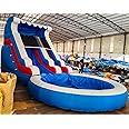 24FT(L) Commercial Grade Water Slide for Kids Adults, (Heavy Duty Full PVC) (Big Airtight Water Pool), (950w UL Blower), Inflatable Waterslide for Backyard, Ocean Outdoor Slide Park, 24x13x12ft
