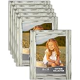 Icona Bay 8x10 (20x25 cm) Picture Frames (Creamery White, 6 Pack), Rustic Picture Frame Set, Natural Real Wood Frames, Cottage Collection