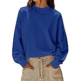 TERIVEEK Mock Neck Sweatshirt for Women Oversized Turtleneck Long Sleeve Hoodies 2025 Fall Casual Drop Shoulder Pullover Tops