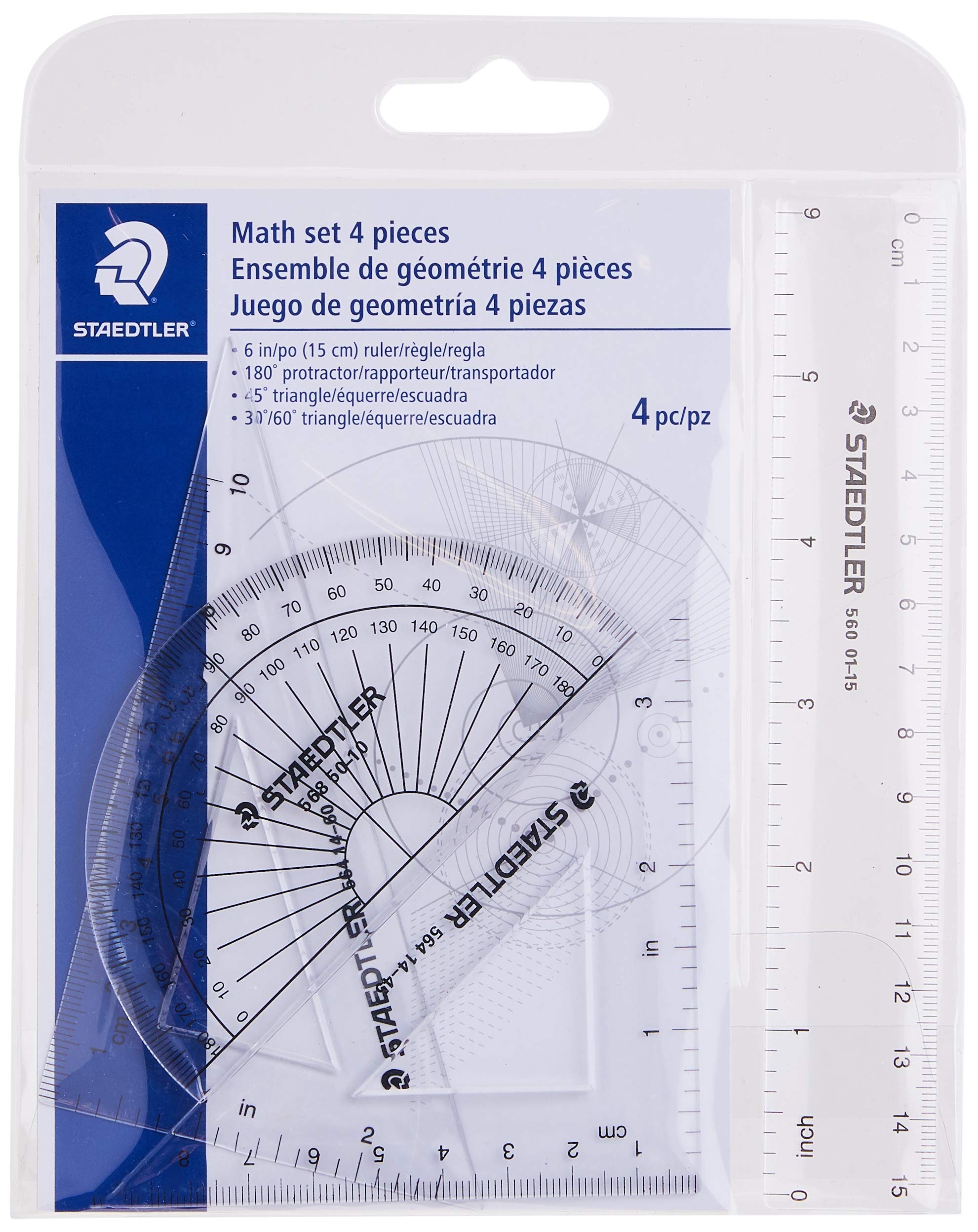 STAEDTLER Math Set - 4 pc Geometry Kit for Students
