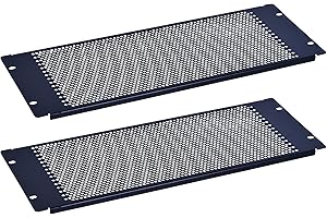 RackPath 4U Blank Rack Mount Panel Spacer with Venting for 19in Server Rack Enclosure or Network Cabinet – 2 Pack, Black