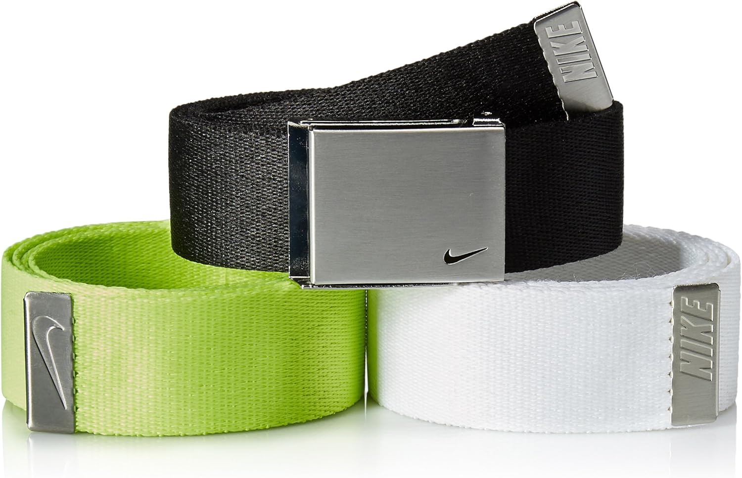 Nike Men's 3 Pack  Belt, Black/White/Cyber, One Size Amazon.ca