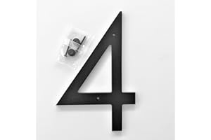 GO HOME NUMBERS 8 inch Large Modern House Numbers, Black plastic with hardware included