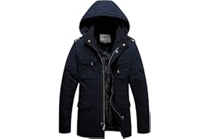 WenVen Men's Winter Military Thicken Parka Jacket Warm Coat with Removable Hood