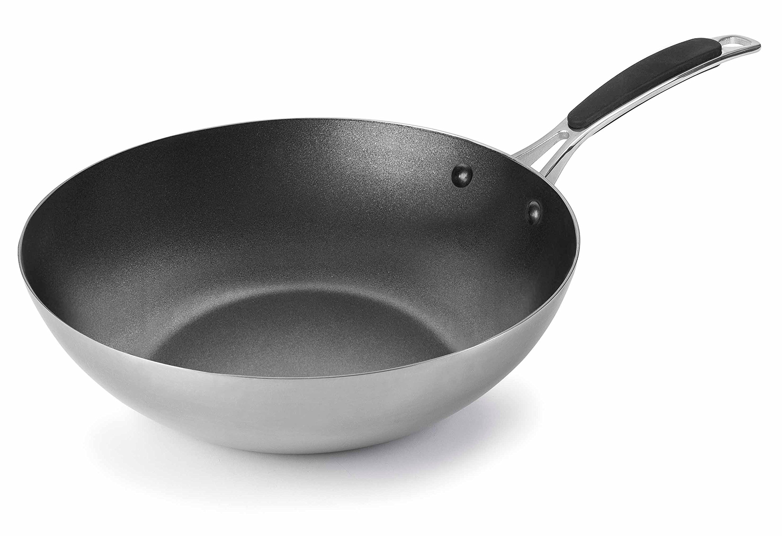 Lacor 53829 Non-Stick Wok Tri-Metal 28 cm, Silver