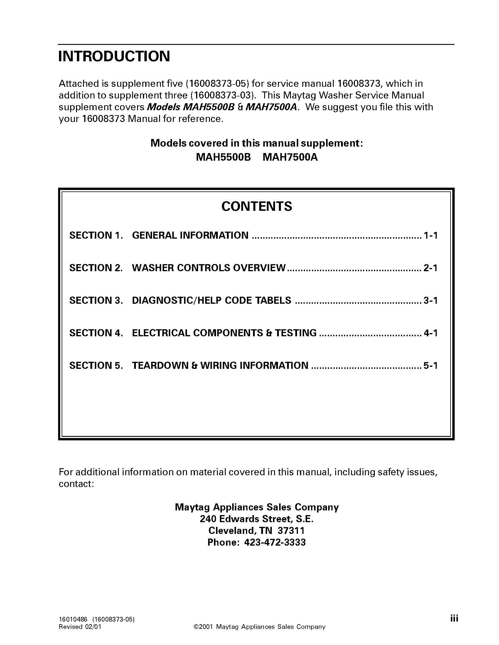 Maytag MAH5500BWQ MAH5500BWW service manual: MAYTAG: 0912345550006:  Amazon.com: Books