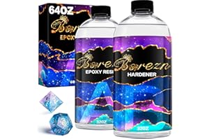 Bsrezn 64OZ Epoxy Resin Kit, Crystal Clear Hard Casting Resin and Hardener Resina Epoxica Transparente 2 Part Resin Art Supplies for Jewelry Making Bar Table top Countertop Craft-Anti Yellowing 1:1
