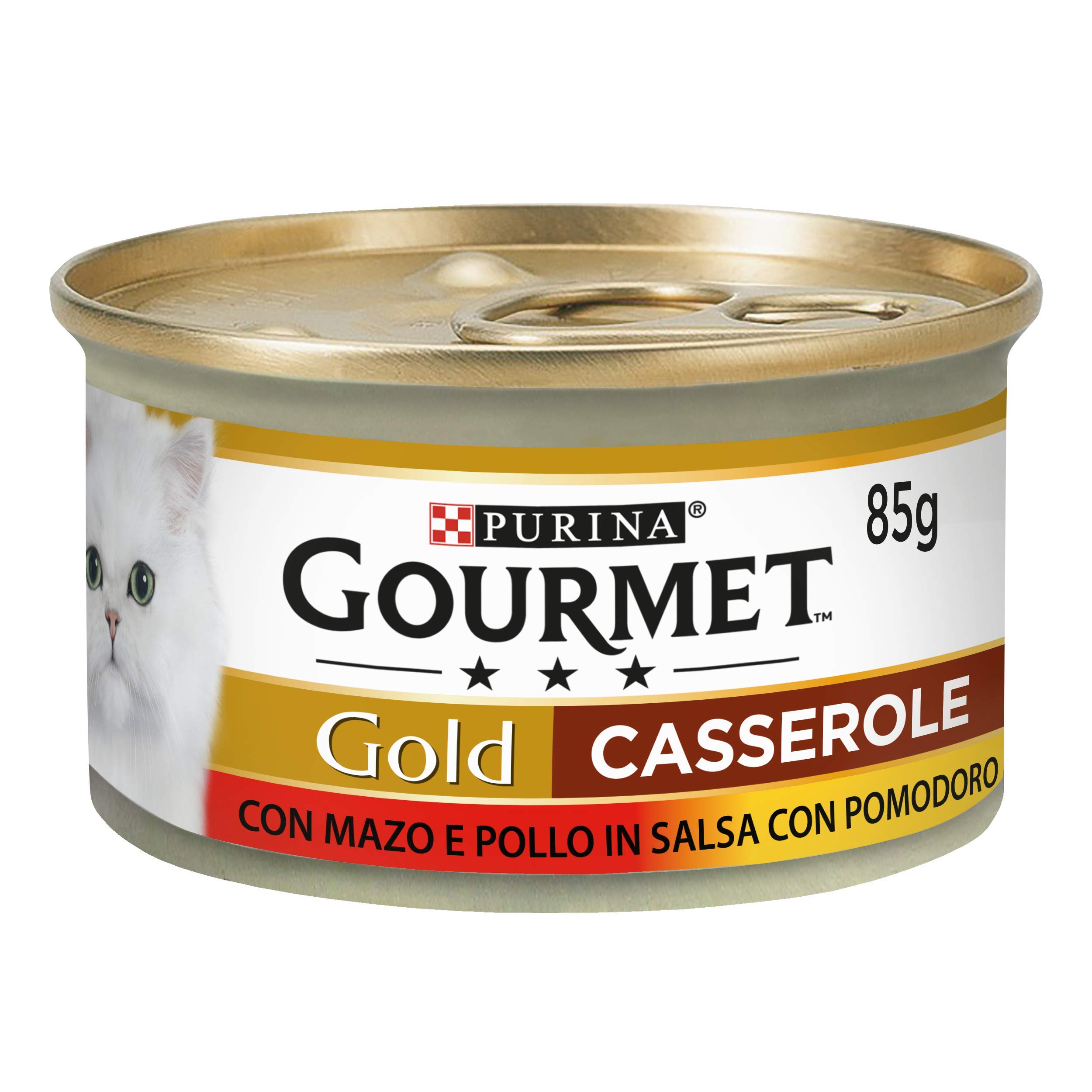 Purina Gourmet Gold Wet Cat Casserole with Beef and Chicken in Tomato Sauce, 24 Cans of 85g Each, Pack of 24 x 85g