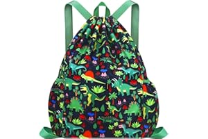 Luchike Drawstring Backpack for Kids - Girls Dance Bag,Sport Gym Beach Swim Travel Daypack With Two Water Bottle Holder