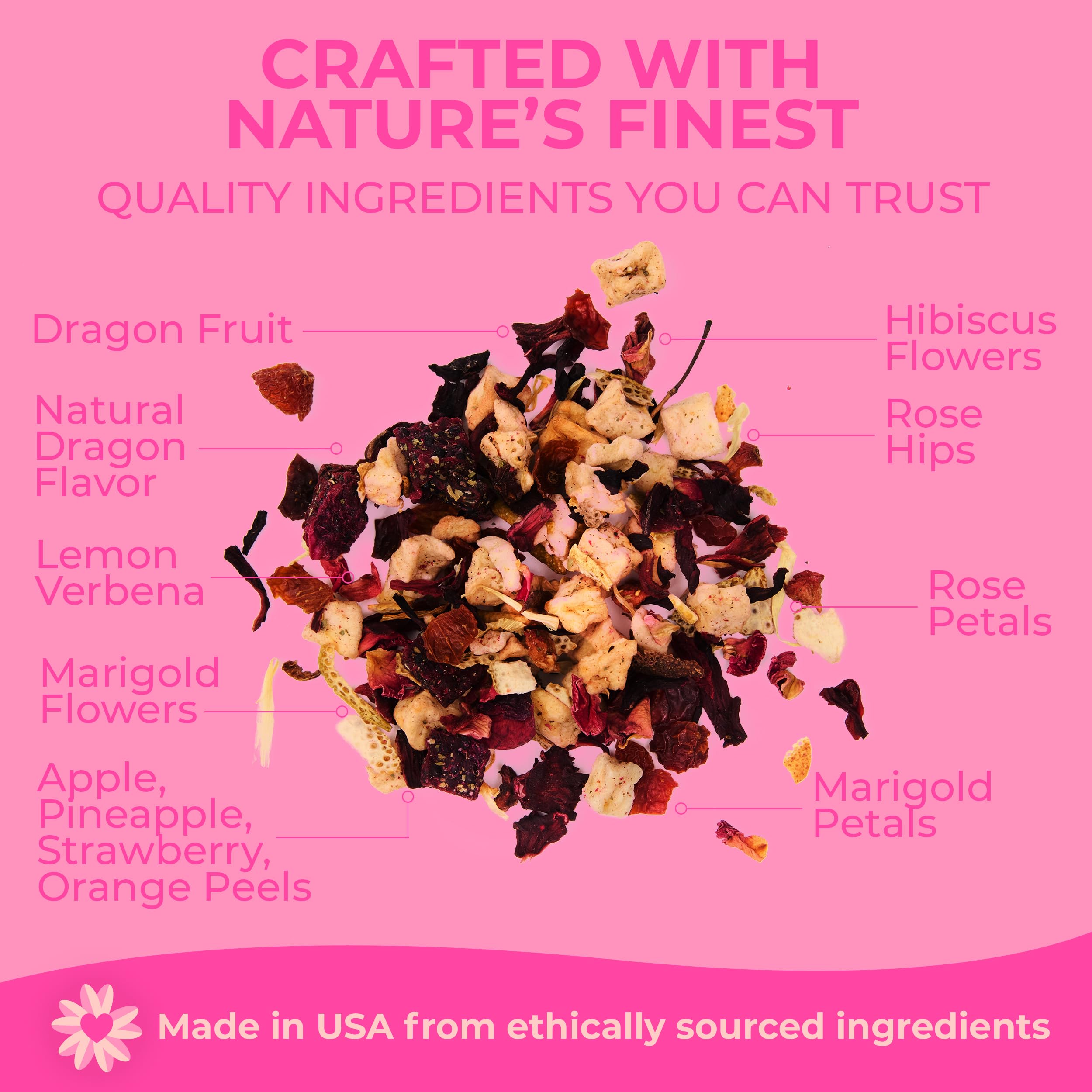 Katy's Dragonfruit Loose Leaf Tea | Hydrating & Fruity Herbal Tea | Hibiscus, Dragonfruit & Pineapple | Caffeine-Free Fruit Tea | 30+ Cups | Hot or Iced | Antioxidant-Rich | Woman-Owned | 3oz Pouch
