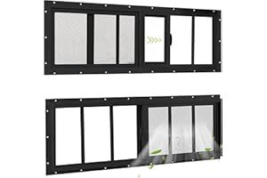 COLORPAPA 2 Pack Shed Windows, 10"x35" Sliding Windows, Transom Window with Tempered Glass for Shed, Chicken Coop, Playhouse,