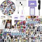 Army Fans Gifts Set Merch, Including 55 Postcards, 93 Stickers, 2 Keychain, 2 Pin Badge, 2 Paper Tape,Photocards Binder, ID Badge Holder, Lanyard and Coin Pouc