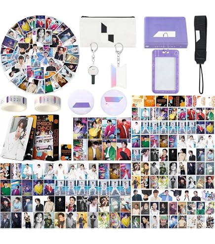 BTS Gift Set with 55 Lomo Cards, 50 Sheets of Stickers, 1 Necklace