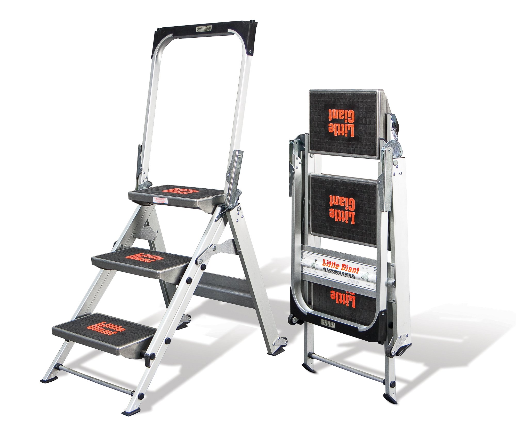 Little Giant 3 Tread Safety Step Ladder | Folding Step Stools | with Tool Tray Fitted into Handrail