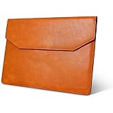 Kronemar 16 inch Premium Full-grain Leather Laptop Sleeve Case - Compatible with MacBook Pro M1/M2/M3/M4 (2019-24) & Air 15-inch (2023-24) - Loose Fit, Razer Blade 15, Microsoft Surface Laptop 3 - Tan