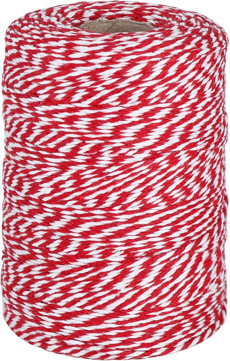 Vivifying Red and White String 200M Butchers Twine Gift Wrap Craft Kitchen