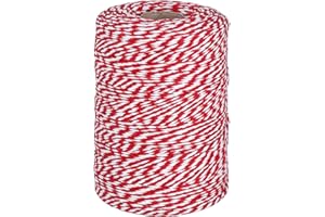Vivifying Red and White Twine, 656 Feet 2mm Cotton Bakers Twine String for Gift Wrapping, Baking, Butchers, DIY Crafts, Tying Cake and Pastry Boxes