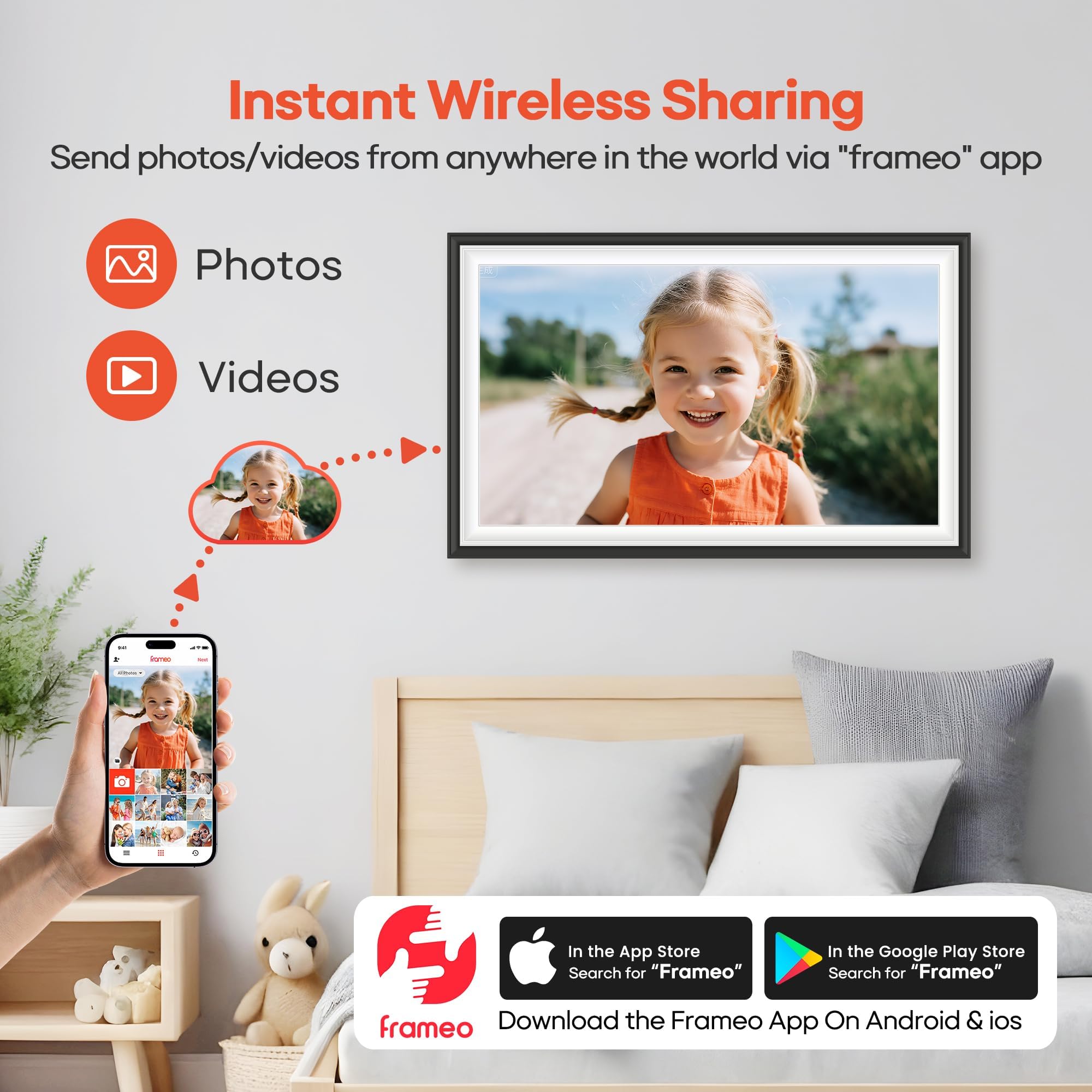 BIGASUO Digital Picture Frame Frameo 15.6