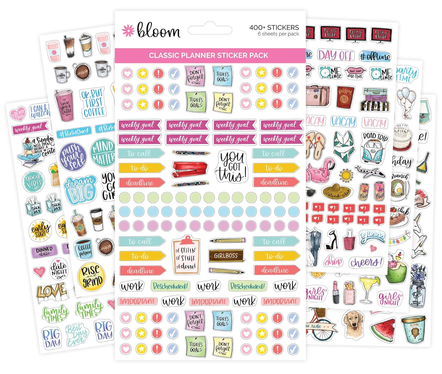 bloom daily planners New Classic Planner Sticker Sheets - Variety Sticker Pack - 417 Stickers Per Pack!